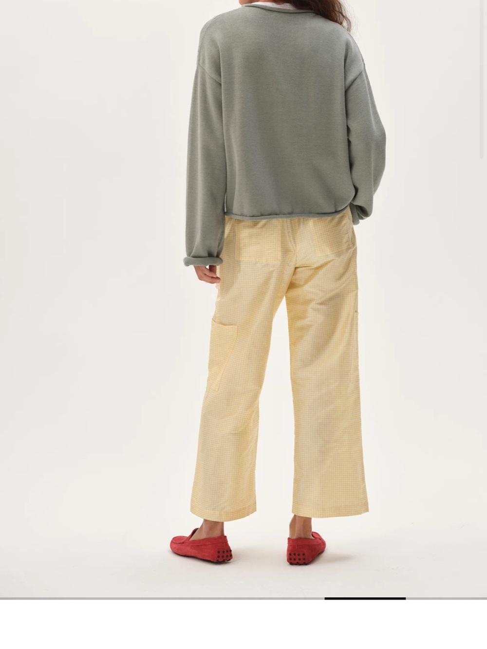 DONNI. Silk Taffeta Cargo Pant Butter Gingham size S - Picture 2 of 6